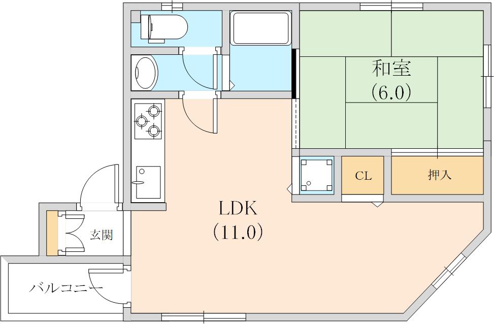 バーベナ(1LDK/4階)の間取り写真