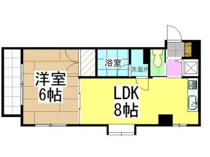 ヒルサイドA(1LDK/2階)の間取り写真