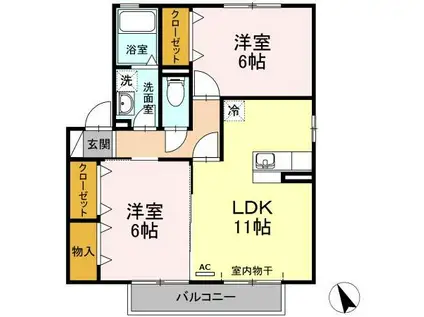 パレス与一(2LDK/2階)の間取り写真
