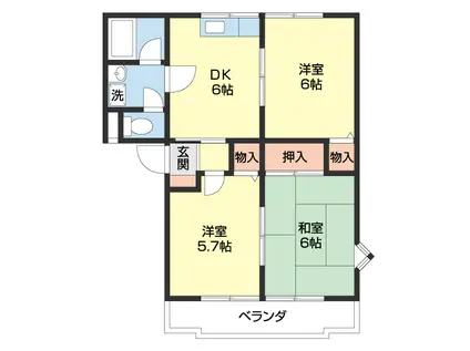 グリーンフルうちはら(3DK/2階)の間取り写真