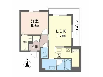 サンフェリーチェII(1LDK/1階)の間取り写真