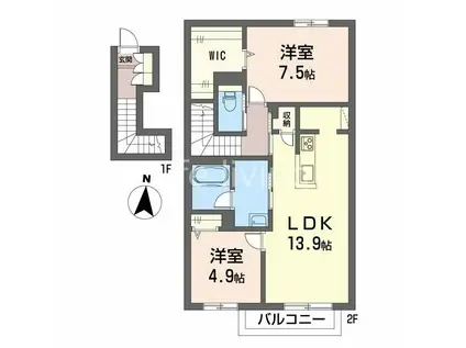 シャーメゾン レ・フレールIV(2LDK/2階)の間取り写真