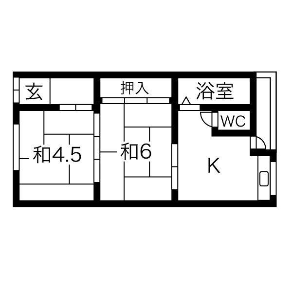 矢野文化(2K/1階)の間取り写真