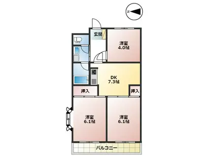 グリーンピア青葉台I号棟(3DK/2階)の間取り写真