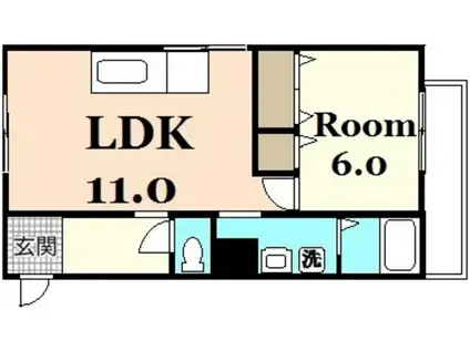山田ビル(1LDK/4階)の間取り写真