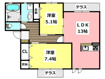 VILLAGIO 光(2LDK/1階)の間取り写真