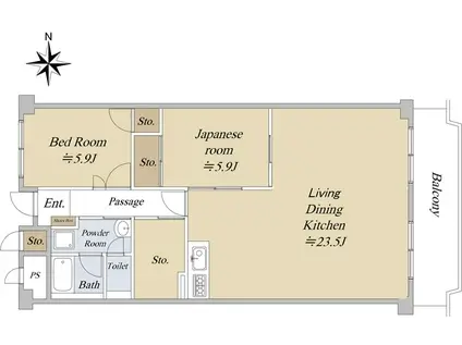ローレルハイツ北天満2号棟(2LDK/11階)の間取り写真