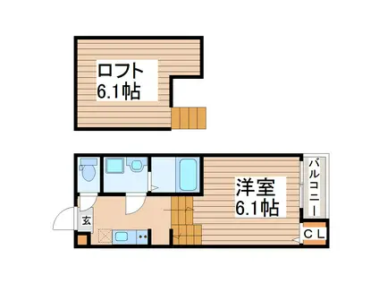ハーモニーテラス表柴田町(1K/1階)の間取り写真
