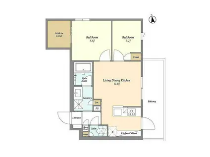 ベルファース三軒茶屋(2LDK/4階)の間取り写真