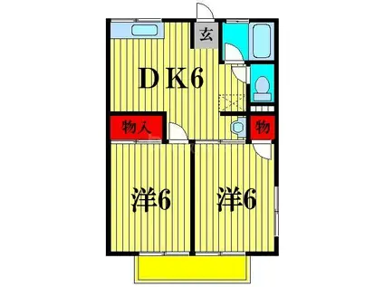 シティハイムMISU(2DK/1階)の間取り写真