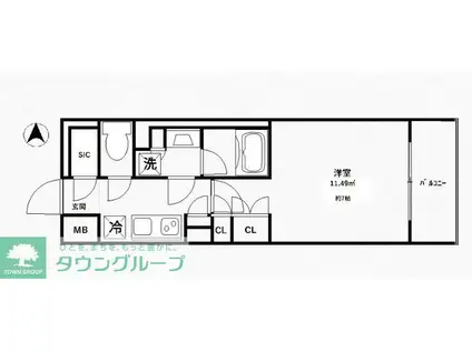 TFレジデンス川崎殿町ウエスト(1K/5階)の間取り写真