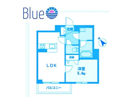 セレナヴィラ由比ガ浜(1LDK/2階)の間取り写真