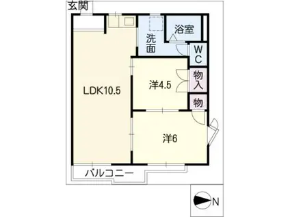 タウン植田(2LDK/2階)の間取り写真