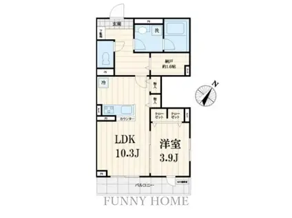 グランデール中目黒(1LDK/3階)の間取り写真