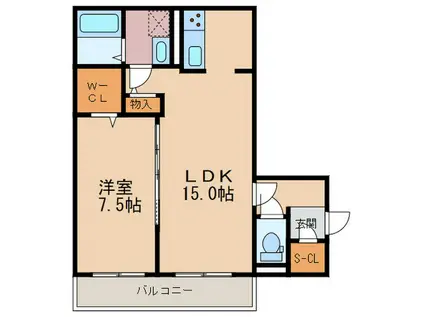 MSシャーメゾンII(1LDK/2階)の間取り写真