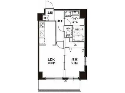 GRAZIA KAMATA(1LDK/2階)の間取り写真