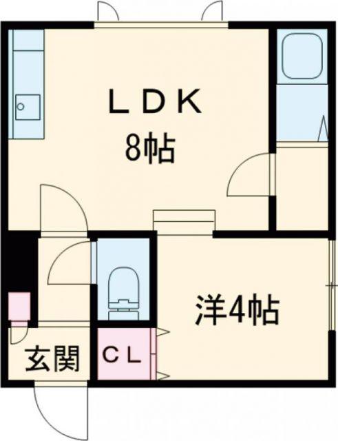パオストミオカ(1DK/2階)の間取り写真