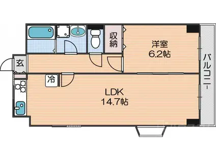 第二メゾンビトロ(1LDK/3階)の間取り写真