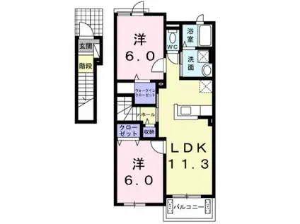 ジェルメIIA(2LDK/2階)の間取り写真