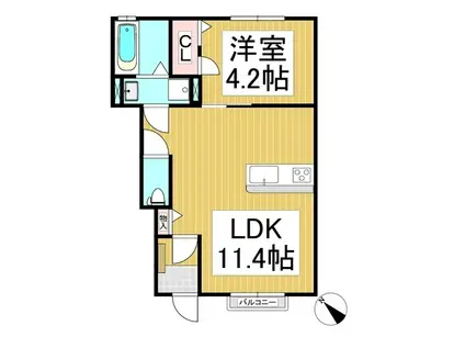 コンフォーティア中野 S(1LDK/1階)の間取り写真