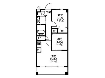 ハイブリッジ・ソシアIII(1SLDK/3階)の間取り写真