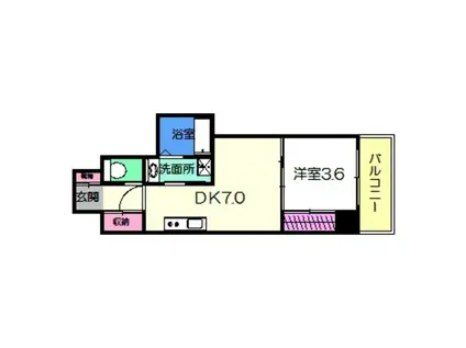 クローバー・ビュー北花田(1DK/14階)の間取り写真