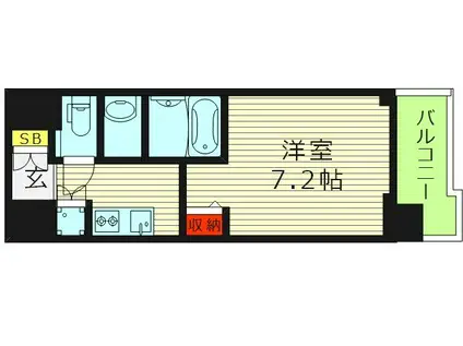 プロシード大阪イーストアクア・ラ・フォンテ(1K/7階)の間取り写真