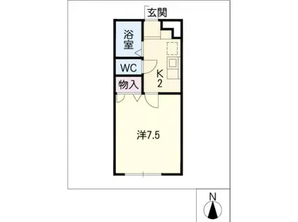 アムール英(1K/1階)の間取り写真