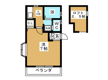 マーメゾン(1K/2階)の間取り写真