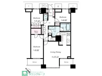 THE TOKYO TOWERS MIDTOWER(3LDK/36階)の間取り写真