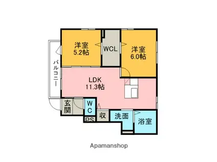 PRONITYB(2LDK/1階)の間取り写真