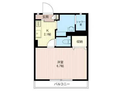 ヴィラローザ(1K/1階)の間取り写真