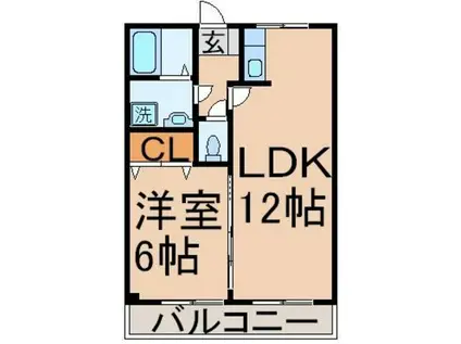 フラット田中(1LDK/1階)の間取り写真