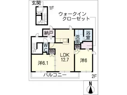 桜之郷・心(2LDK/2階)の間取り写真