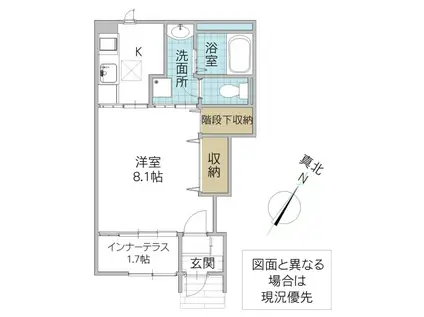 シルクII(1K/1階)の間取り写真