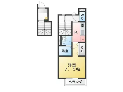 アムール下石神井(1K/2階)の間取り写真