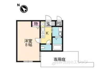 GLADVIS京都洛北(1K/1階)の間取り写真