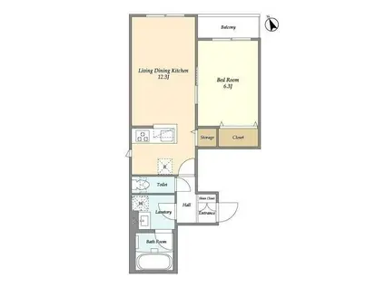 アミス学芸大学(1LDK/2階)の間取り写真