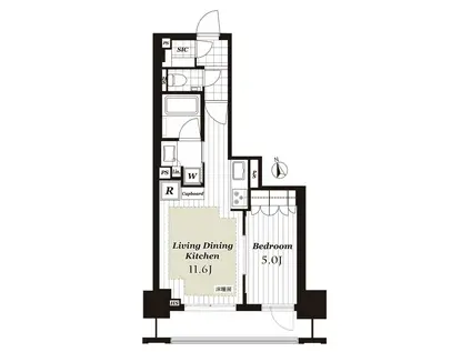 オープンレジデンシア麻布六本木(1LDK/7階)の間取り写真