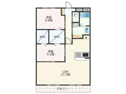 グランディールはませんII(2LDK/3階)の間取り写真