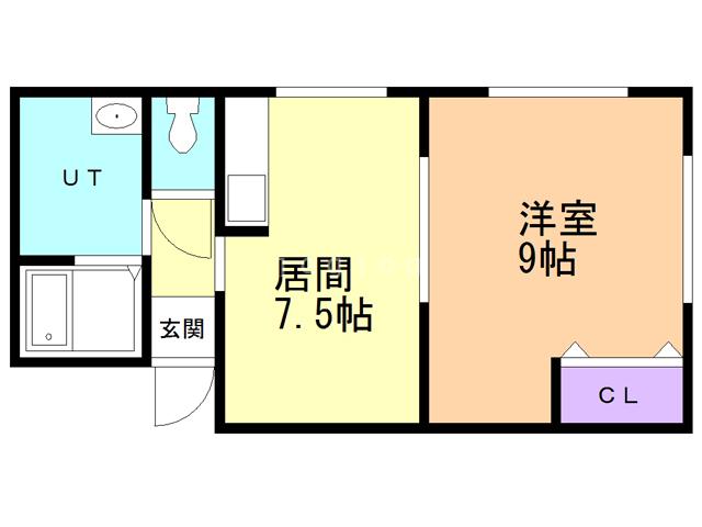 コーポオクノ(1DK/2階)の間取り写真