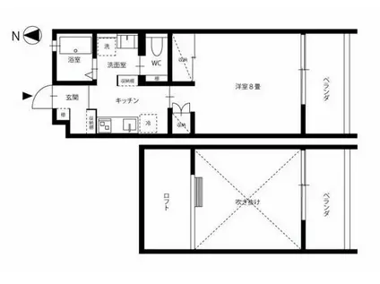 クレル西川原(1K/2階)の間取り写真