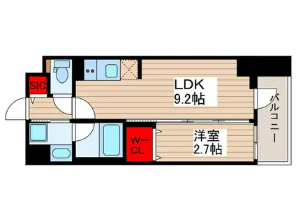 シーズンフラッツ押上テラス(1LDK/2階)の間取り写真