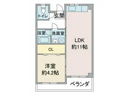 肥後ビル(1LDK/3階)の間取り写真