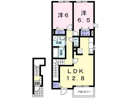 ソレアード久保I番館(2LDK/2階)の間取り写真