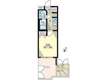 プレール・ドゥーク北新宿II(1K/1階)の間取り写真