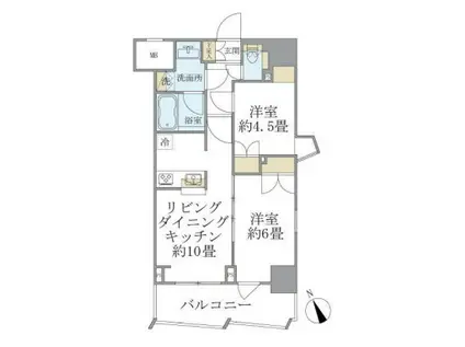 ソレアード早稲田(2LDK/13階)の間取り写真