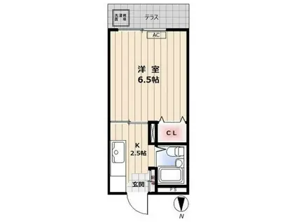 バーデンハイツ(1K/1階)の間取り写真