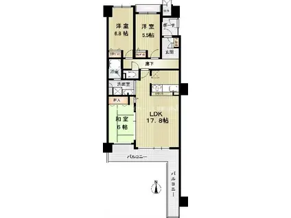 パデシオン京都駅前(3LDK/2階)の間取り写真