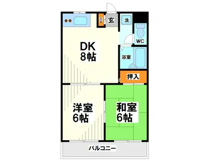 ニューカレード(2DK/3階)の間取り写真